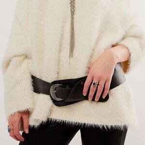 Free People Jericho Hip Leather Belt Black Size S/M